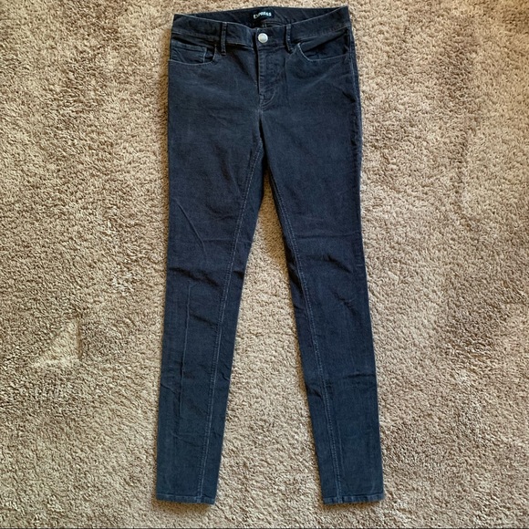 Express Mid Rise Gray Corduroy Leggings - Picture 6 of 12